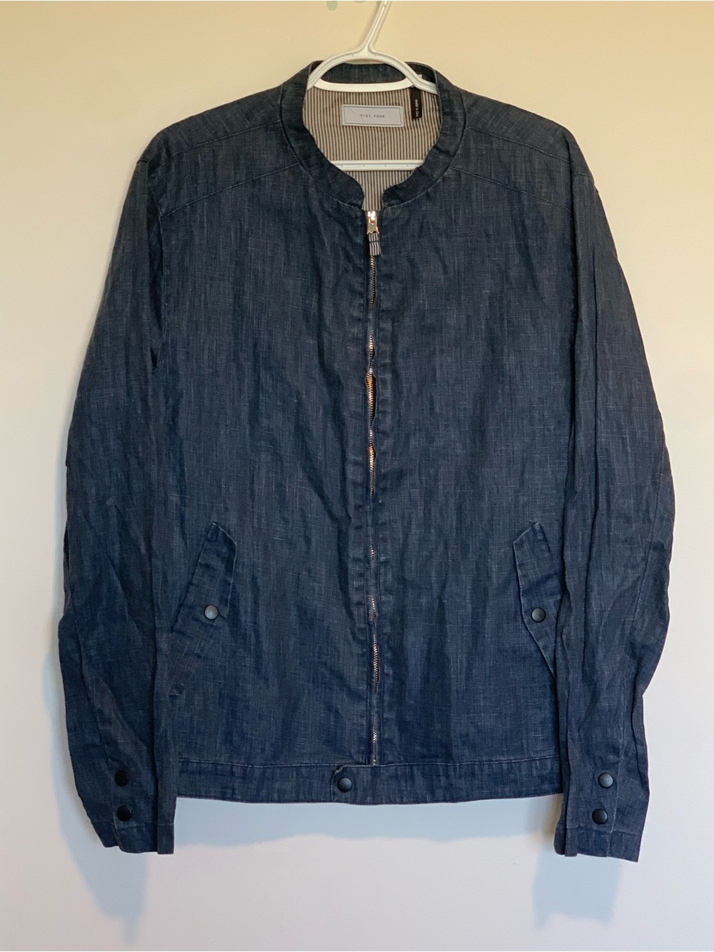 Five Four 100% Linen Jacket Denim Look Full Zip Lined Jacket Men’s Large